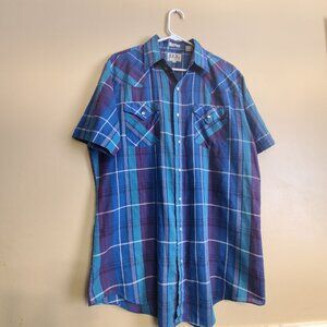 ELY CATTLEMEN TALL MAN PEARL BUTTON SHORT SLEEVE SHIRT MENS  16.5